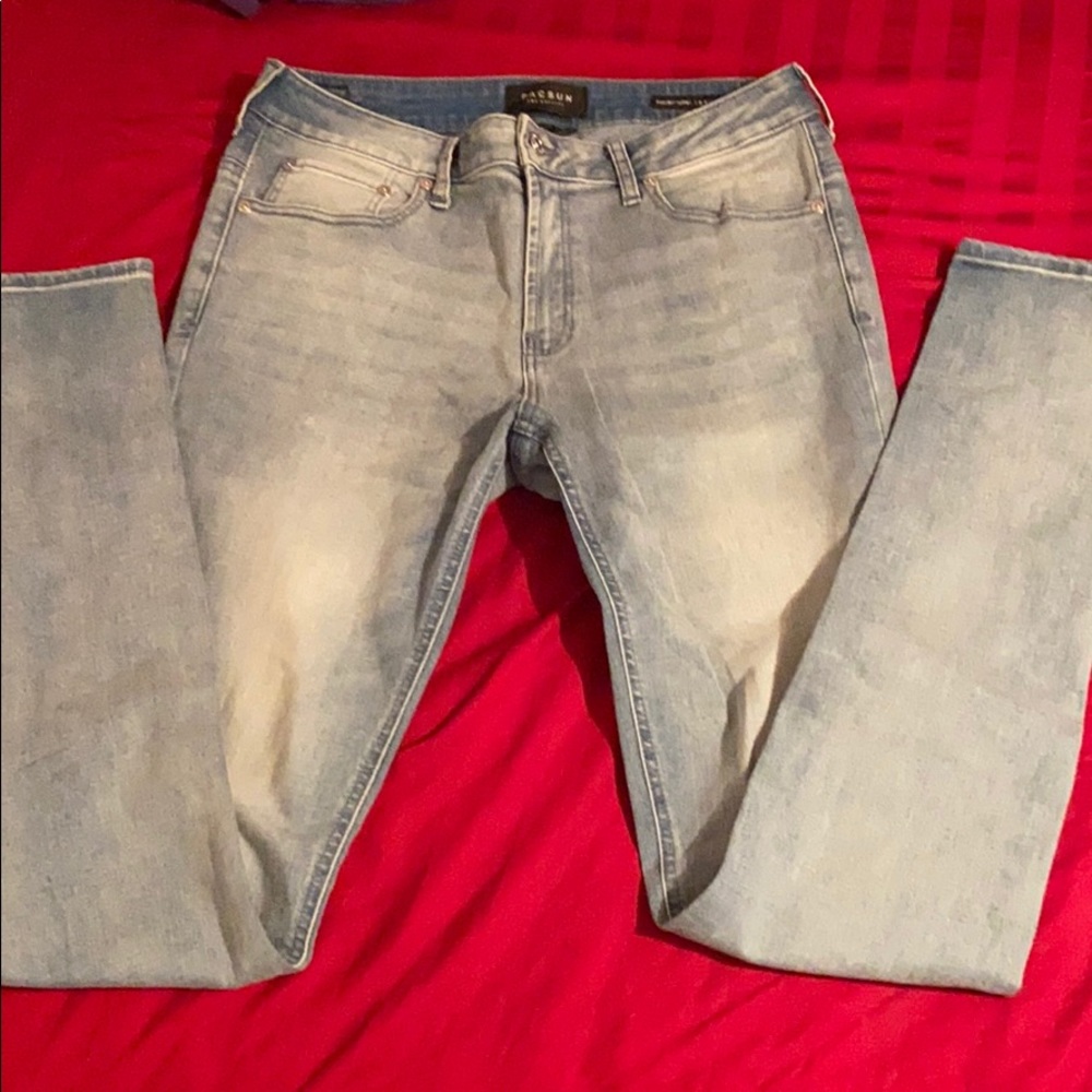 Light Blue Pacsun Stacked Skinny Jeans 32x34